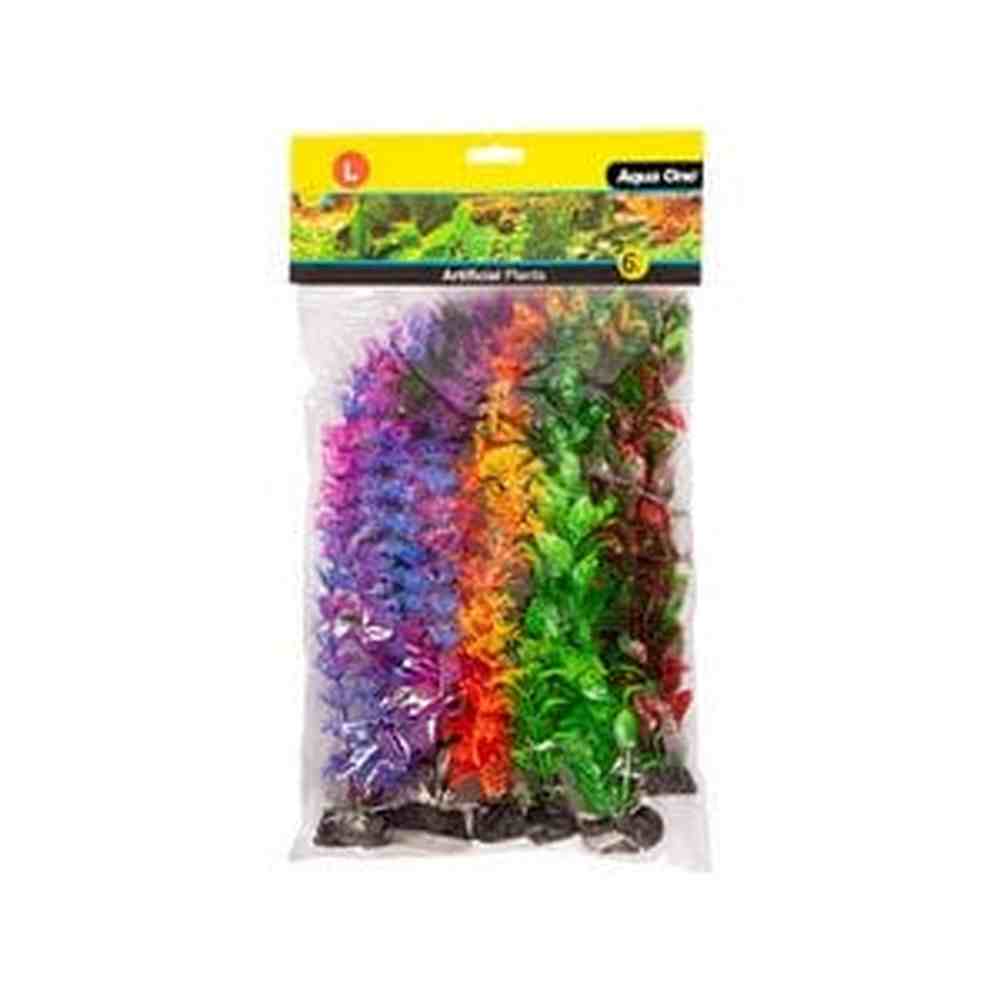 Aqua One Ornament Plastic Plant Mixed Large 6pk (24239)