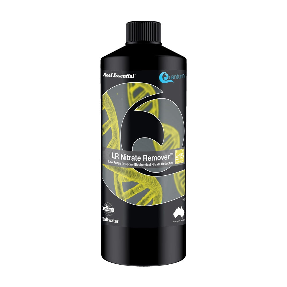Quantum Reef LR Nitrate Remover 500ml bottle for low nitrate control in reef aquariums