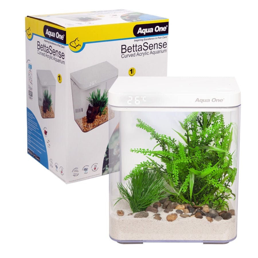 Aqua One BettaSense - Curved Acrylic Aquarium White