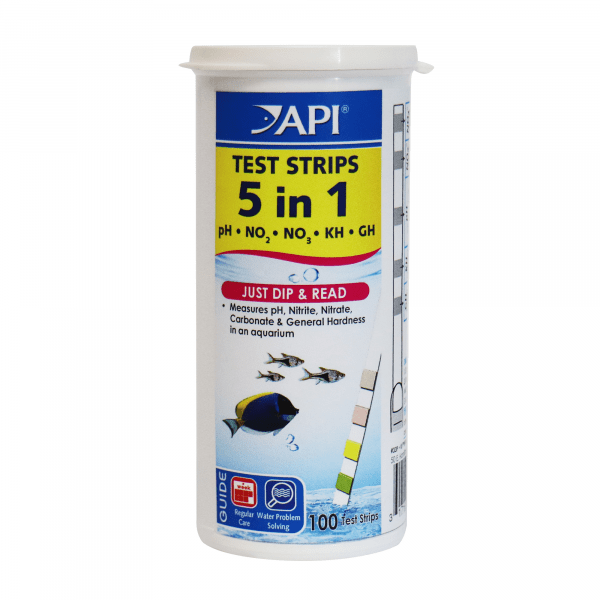 API 5-in-1 Aquarium Test Strips 100 Pack for Quick Water Testing