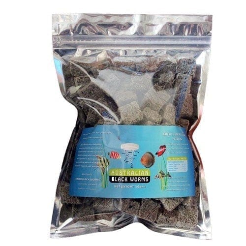 50g bag of freeze dried black worm cubes for aquarium fish