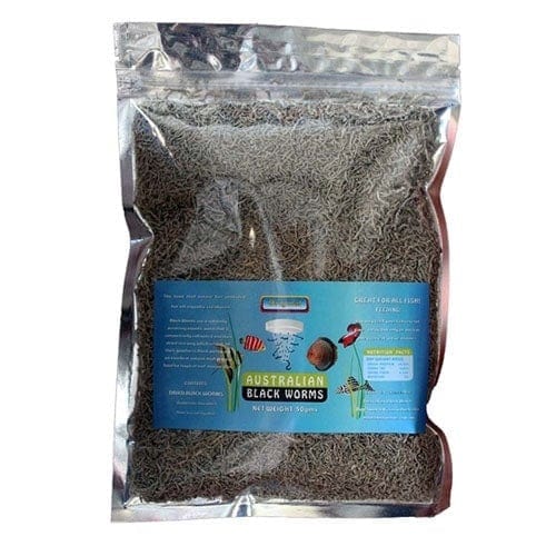50g bag of loose freeze dried black worms for aquarium fish