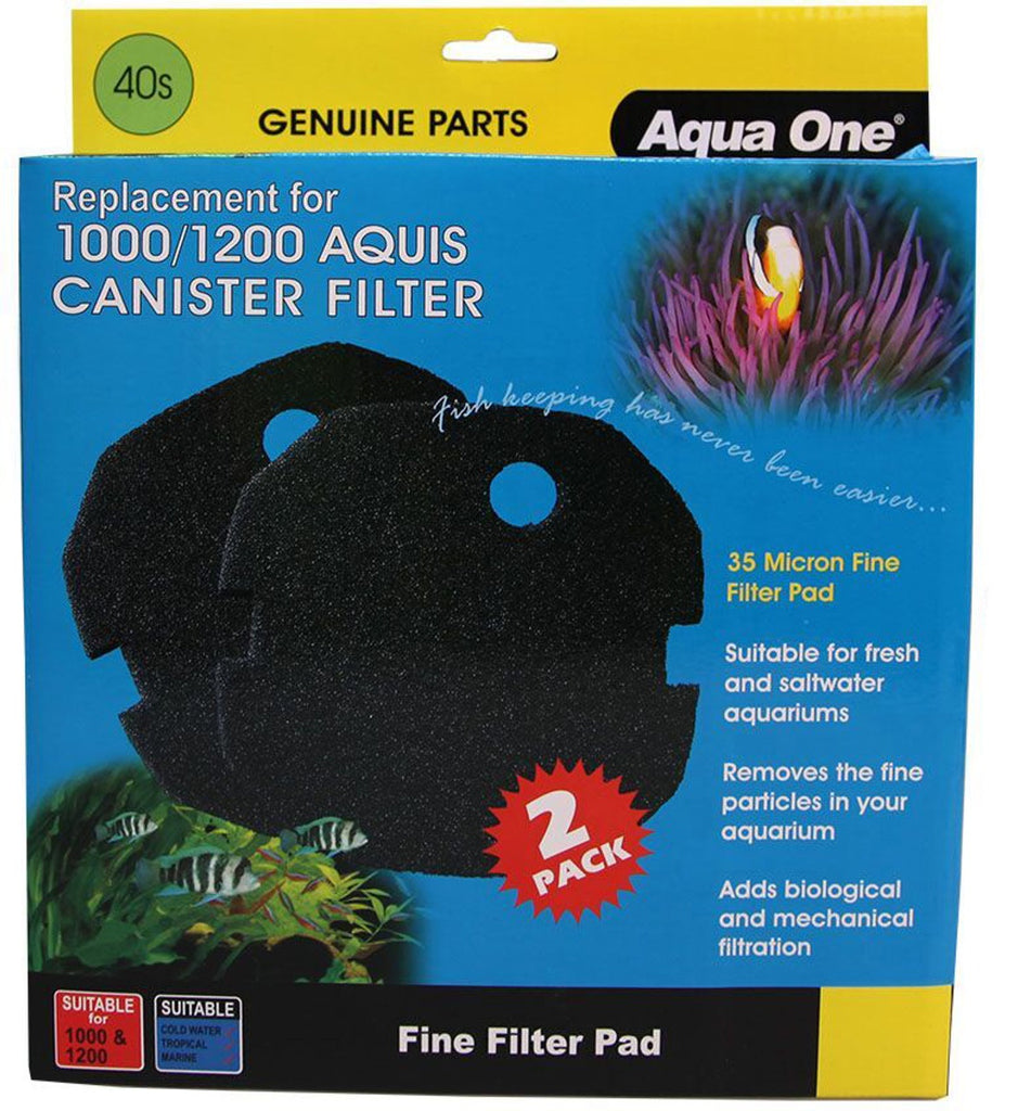 Aqua One Filter Media Sponge Black 35ppi 2pk - Aquis 1000/1200 (40s)
