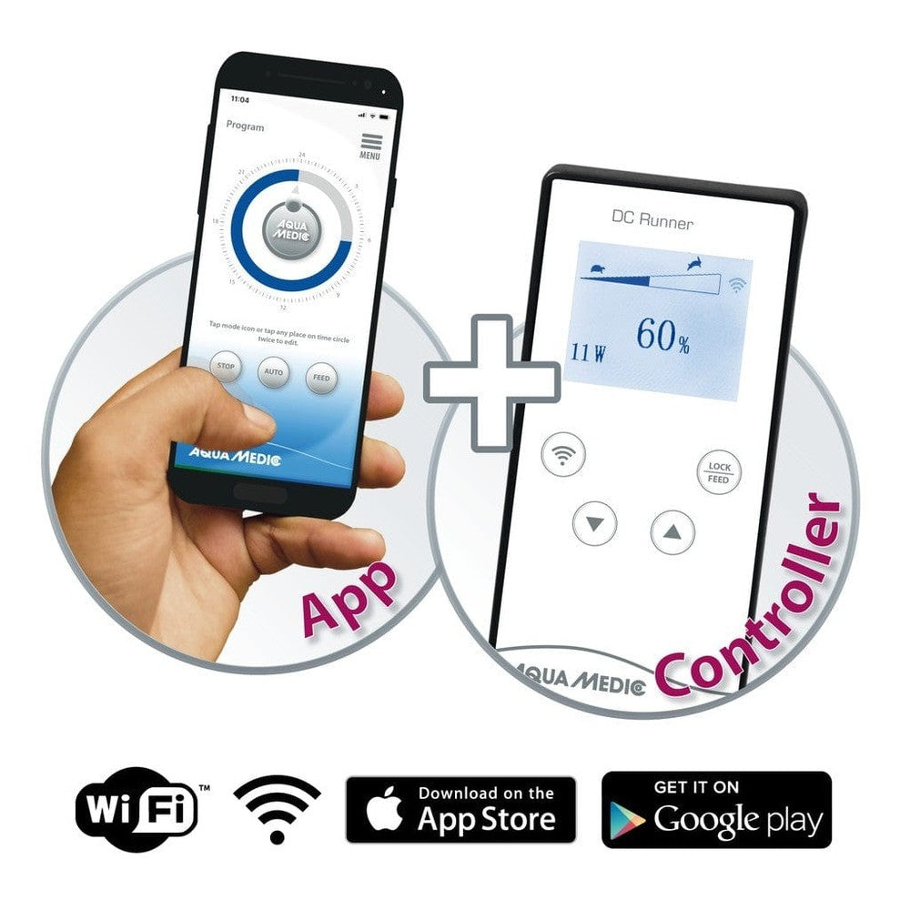 Aqua Medic DC Runner 9.3 Controllable Pump - app and controller