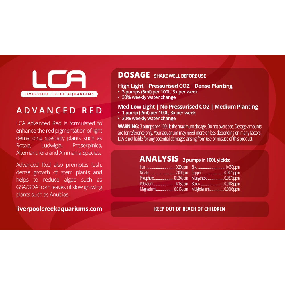 LCA Liquid Fertiliser - Advanced Red 500ml Dosage