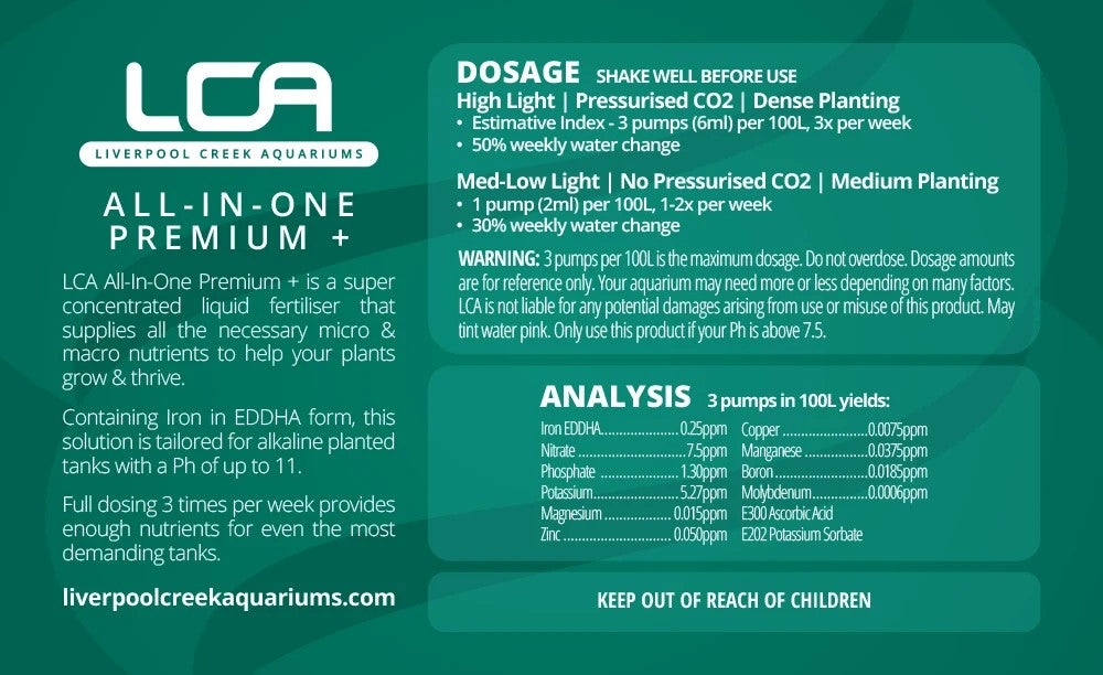 LCA Liquid Fertiliser - All In One Premium+ 500ml (For pH 7.5-11)