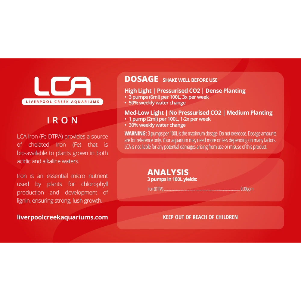 LCA Liquid Fertiliser - Iron 500ml Dosage