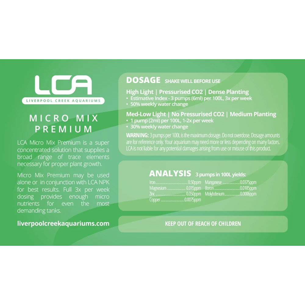 LCA Liquid Fertiliser - Micro Mix Premium 500ml Dosage