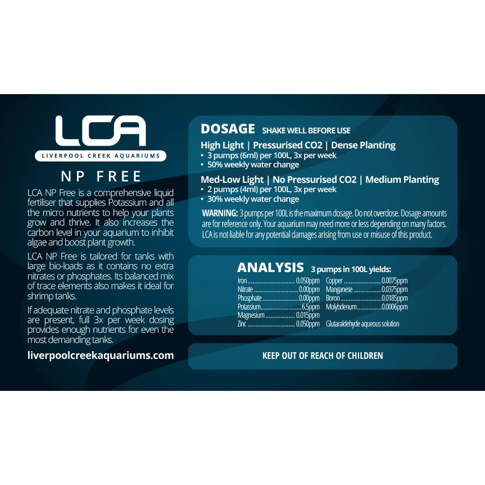 LCA Liquid Fertiliser - NP Free 250ml Dosage