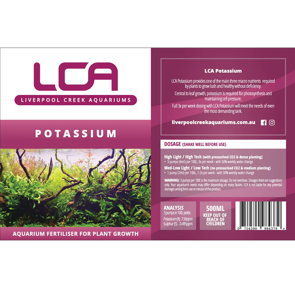 LCA Liquid Fertiliser - Potassium 500ml Dosage