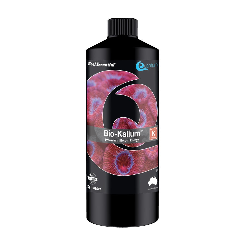 Quantum Reef Bio-Kalium 500mL supplement bottle for coral colour enhancement.
