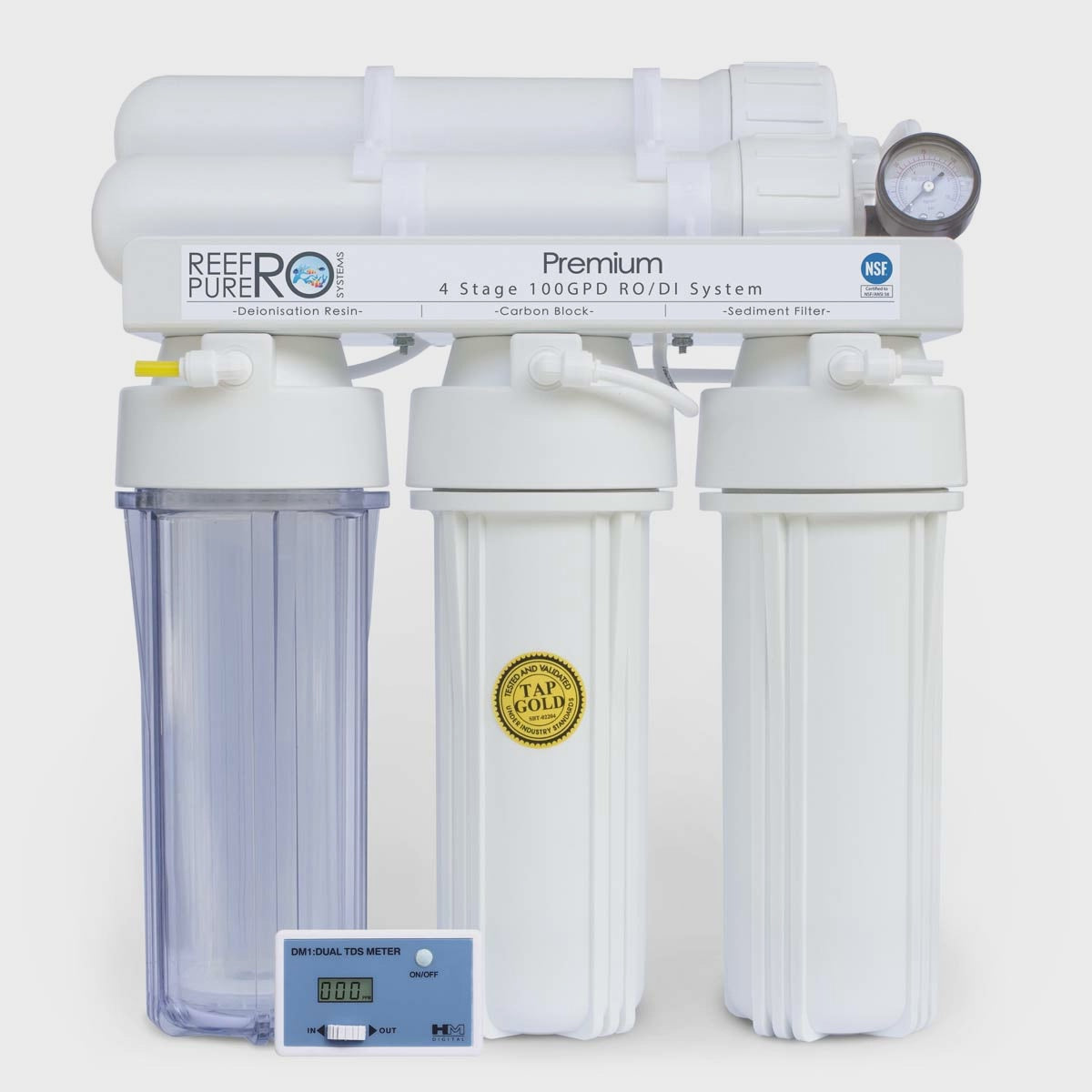 Reef Pure RO 4 Stage 100GPD Premium + RO/DI System