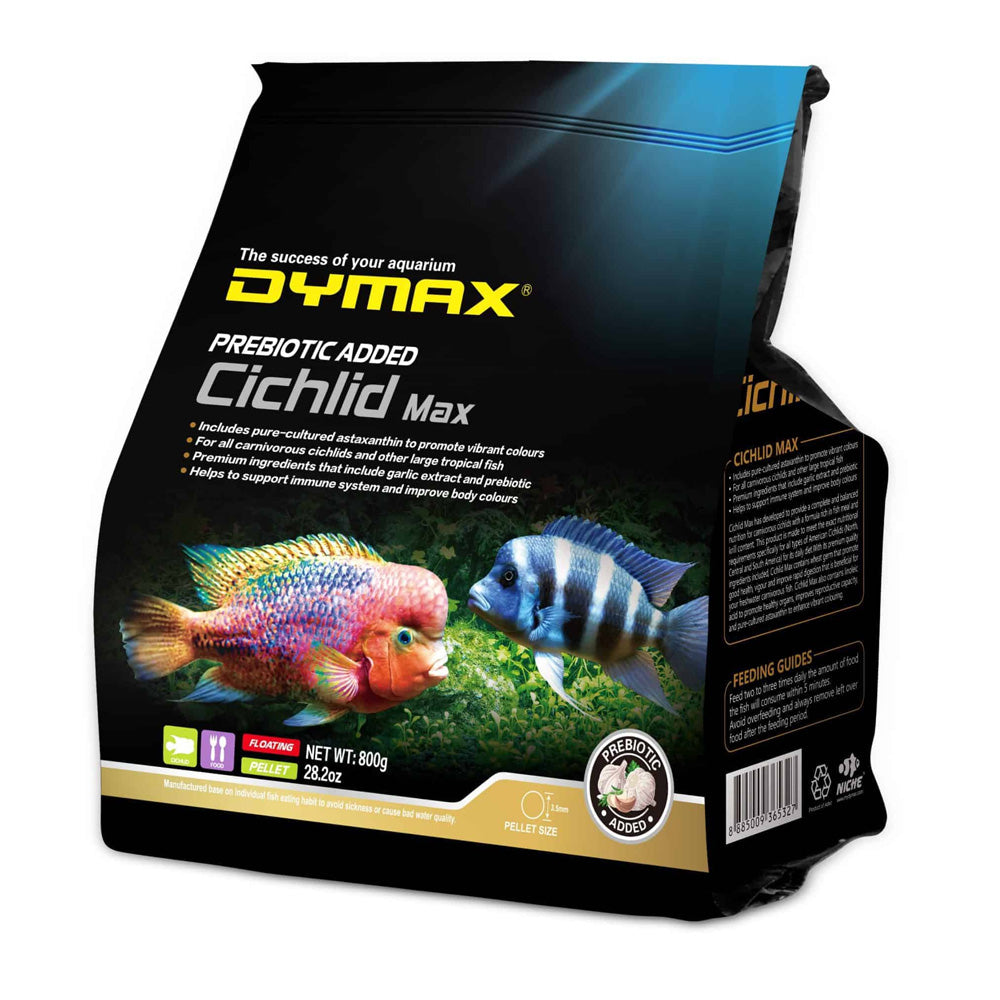 Dymax Cichlid Max 800g 3mm floating pellets container for carnivorous cichlids