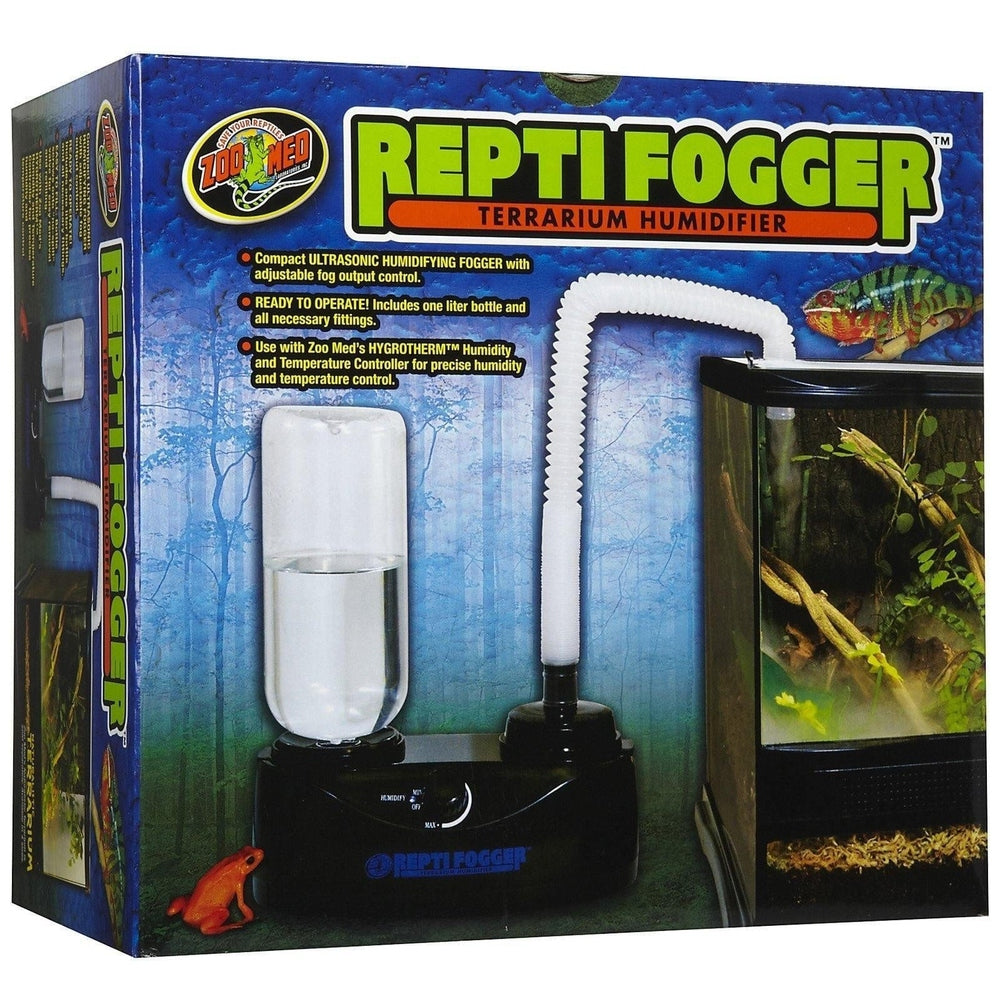 Zoo Med Repti-Fogger ultrasonic humidifier setup for reptile terrariums
