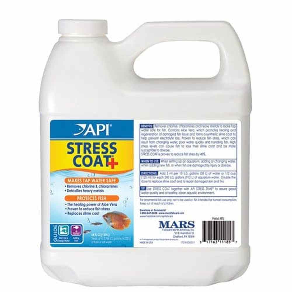 API Stress Coat 1.89L water conditioner removes chlorine and reduces fish stress with Aloe Vera

