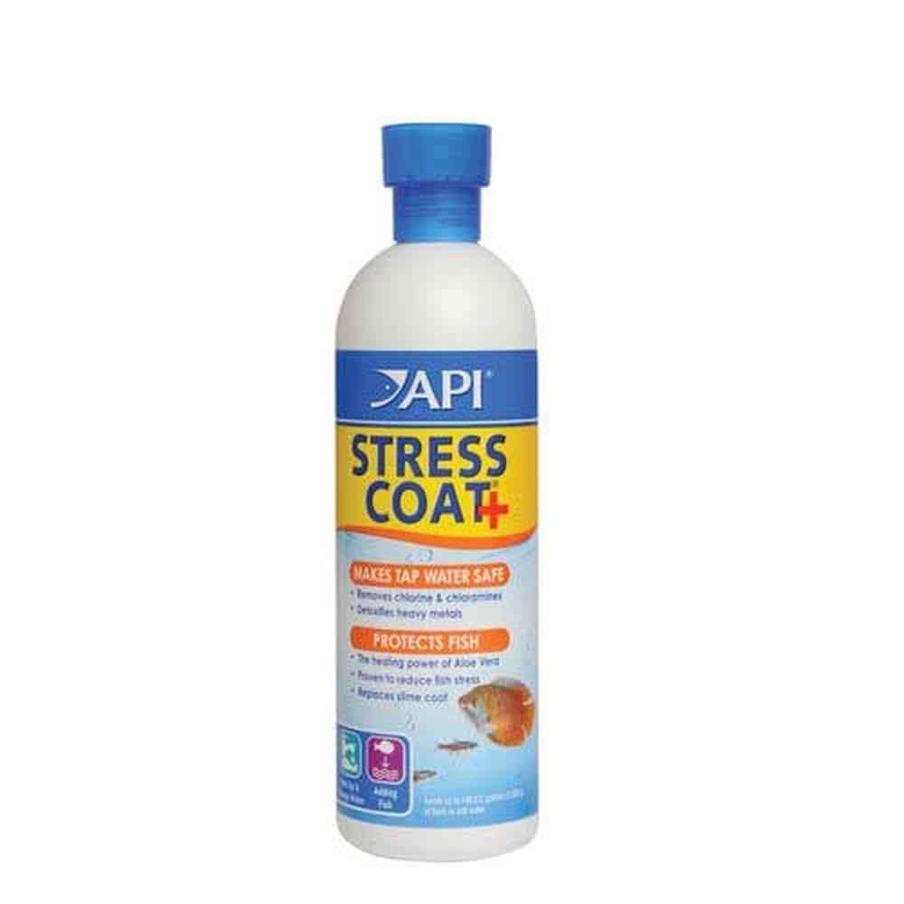 API Stress Coat 473ml water conditioner removes chlorine and reduces fish stress with Aloe Vera