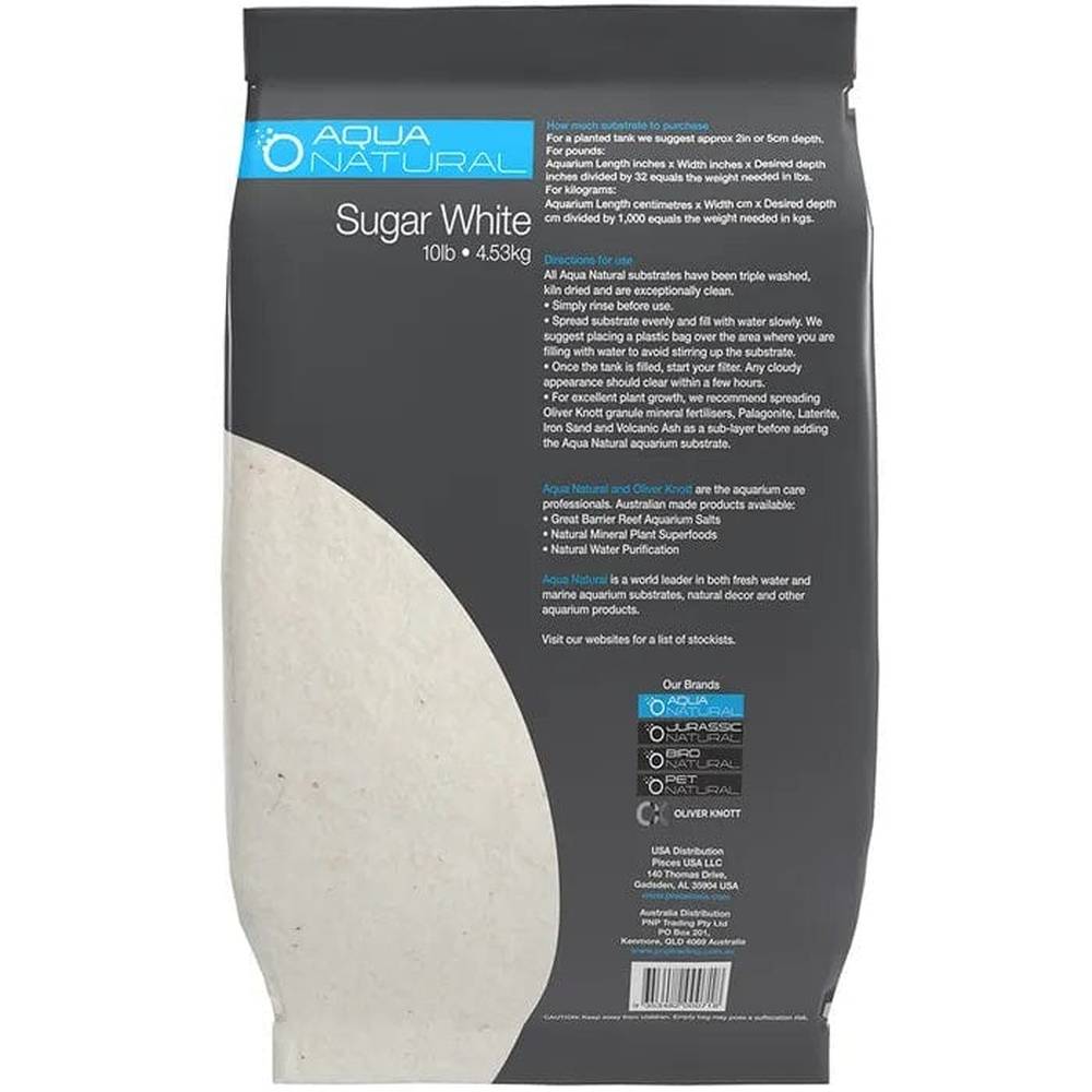 Aqua Natural Sugar White Sand 4.5kg aquarium substrate back packaging