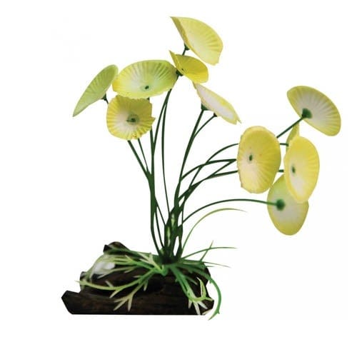 Aqua One Plastic Plant - Narcissus With Log Base S 12cm