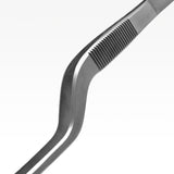 Close-up of fine tip on Aquavitro Double Curved Forceps