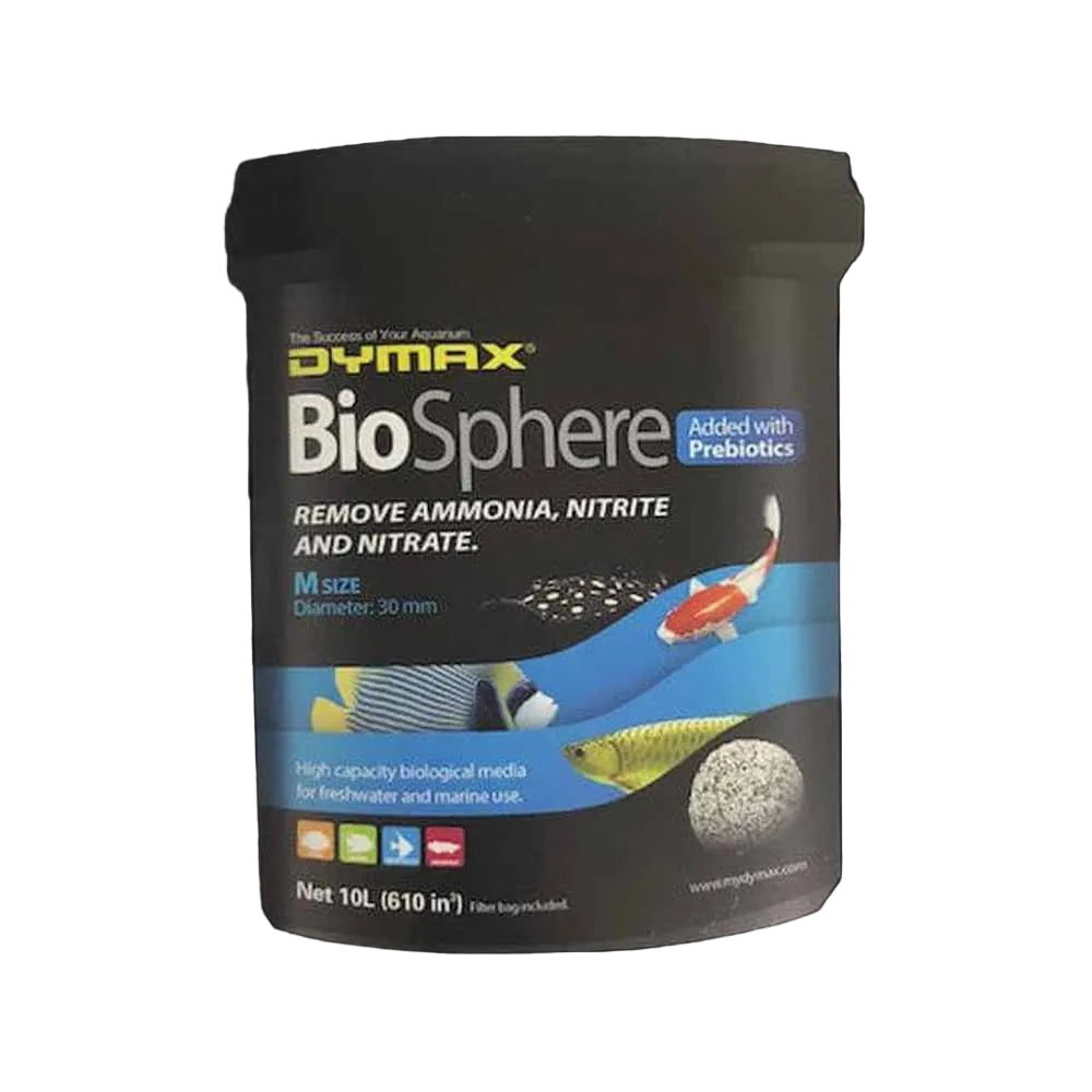 Dymax BioSphere 10L bulk container of biological filter media with prebiotics