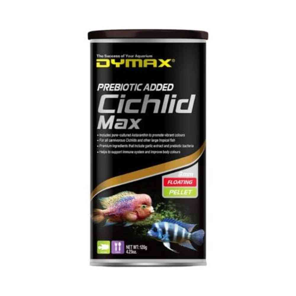 Dymax Cichlid Max 120g 3mm floating pellets container for carnivorous cichlids