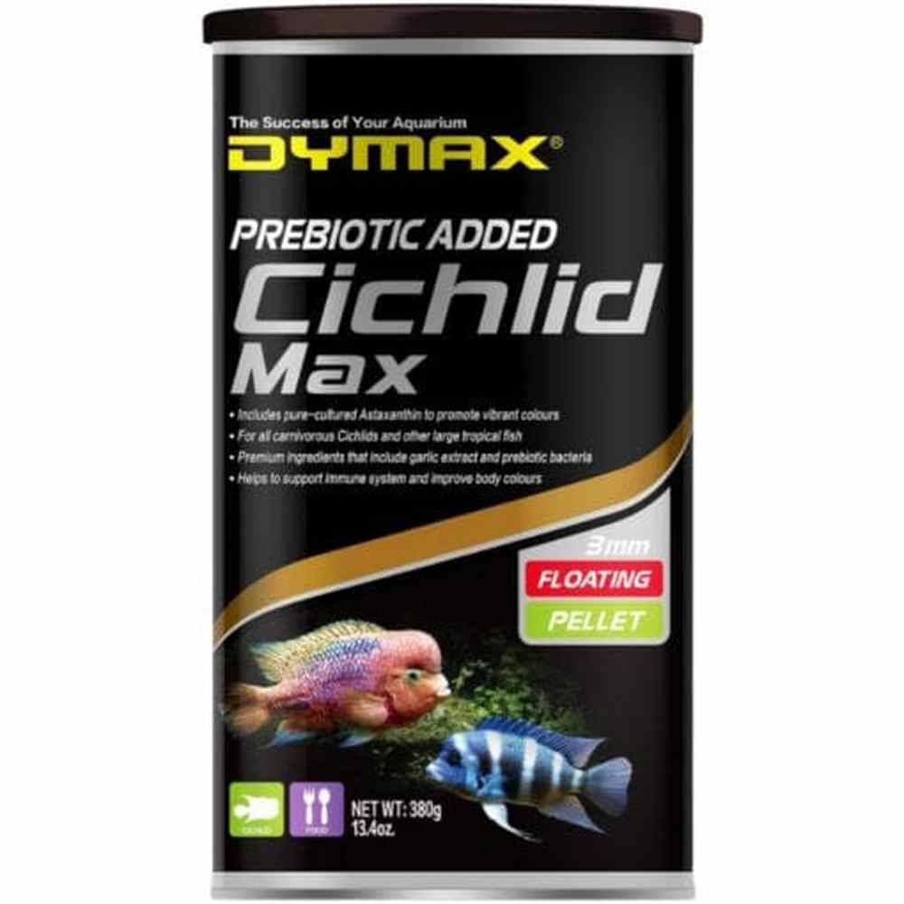 Dymax Cichlid Max 380g 3mm floating pellets container for carnivorous cichlids