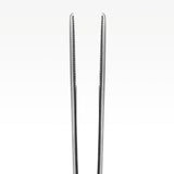 Close-up view of fine 2mm curved tip on Aquavitro forceps