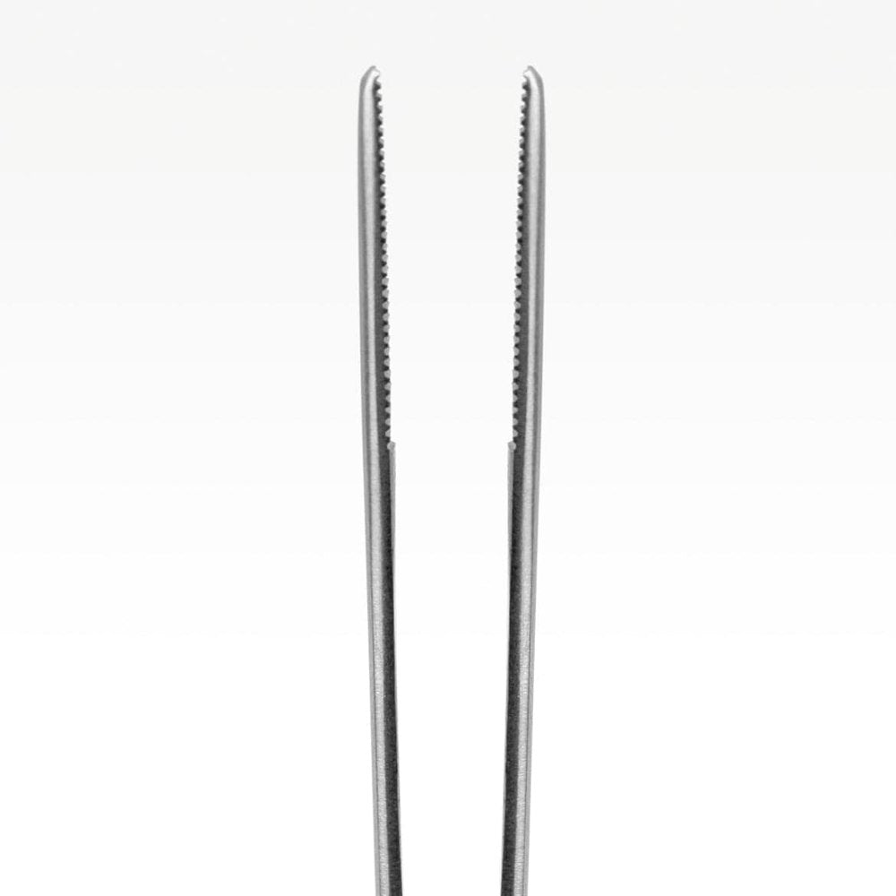 Close-up view of fine 2mm curved tip on Aquavitro forceps