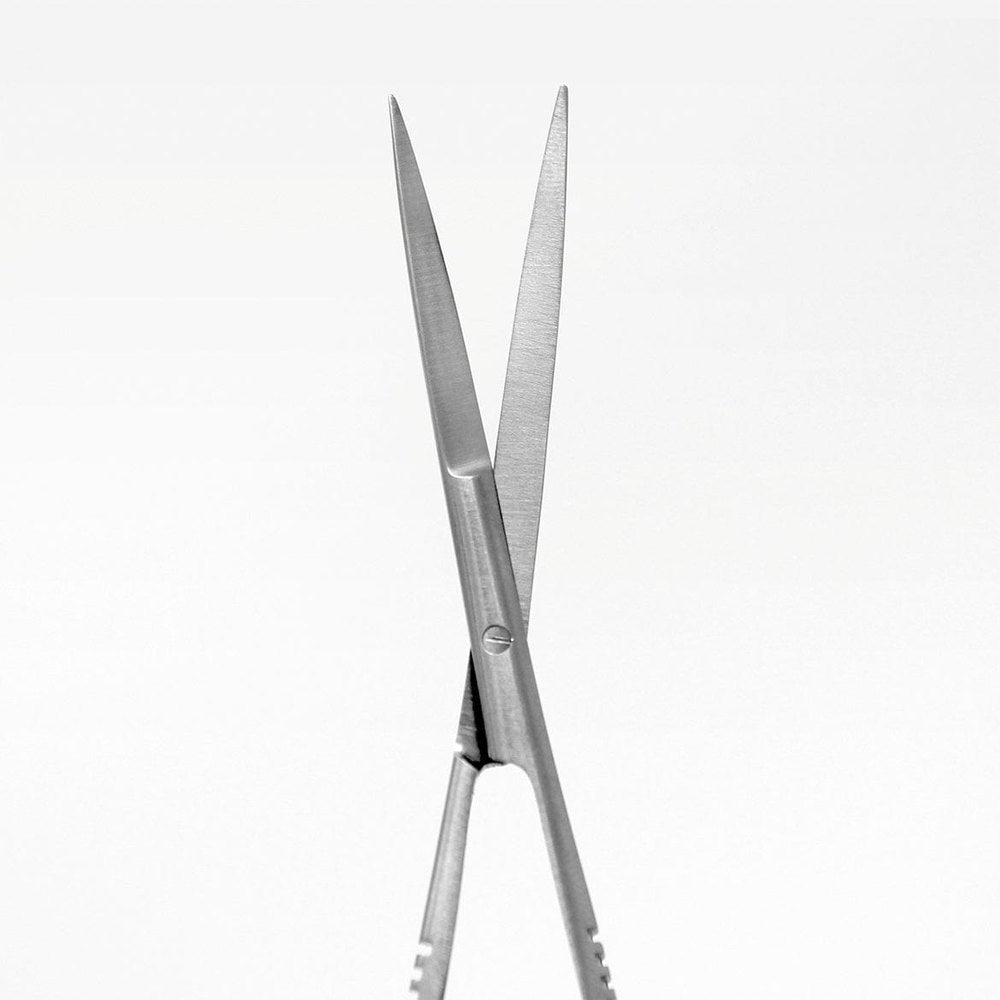 Close-up of curved blade and spring mechanism on Aquavitro shears